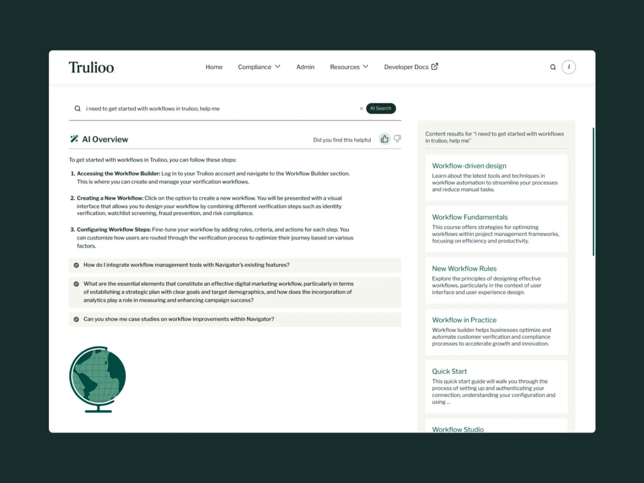Trulioo Navigator search results